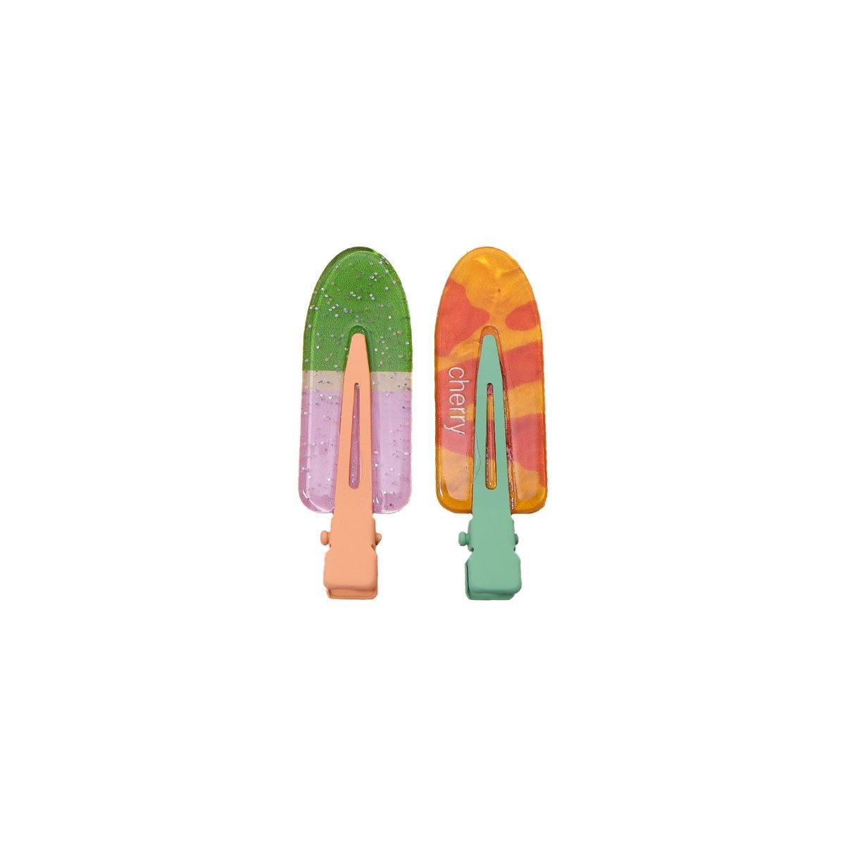 2PCS Juice Series Hair Clip Makeup Hair Accessories Colourful Hair Barrettes - Peach