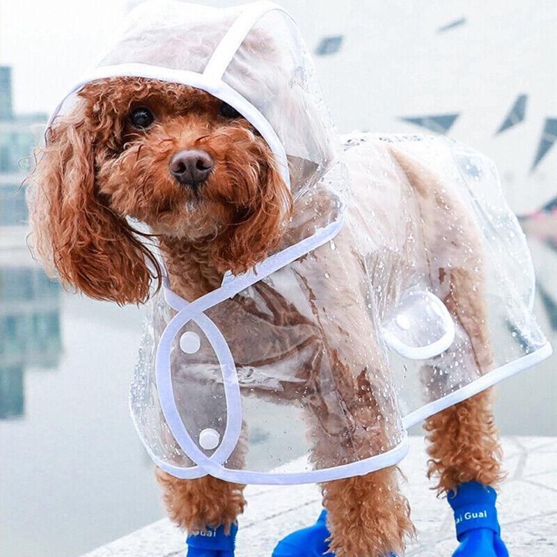 Puppy Waterproof Pet Dog Raincoat Jacket Clothes Vest Rain Coat Outdoor Hoodies White - S