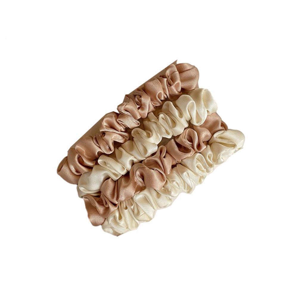 4Pcs/Set Silk Satin Small Scrunchies Ponytail Hair Ties Hair Rope Rubber Bands - A