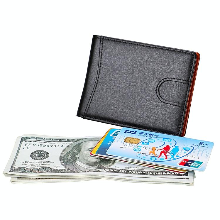 Mini Crazy Horse Leather Rfid Wallet - Antimagnetic
