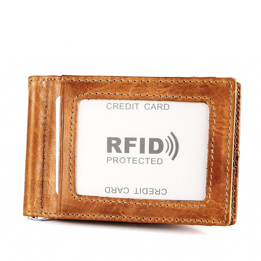 Antimagnetic Leather Wallet with Rfid Protection and Card Slots