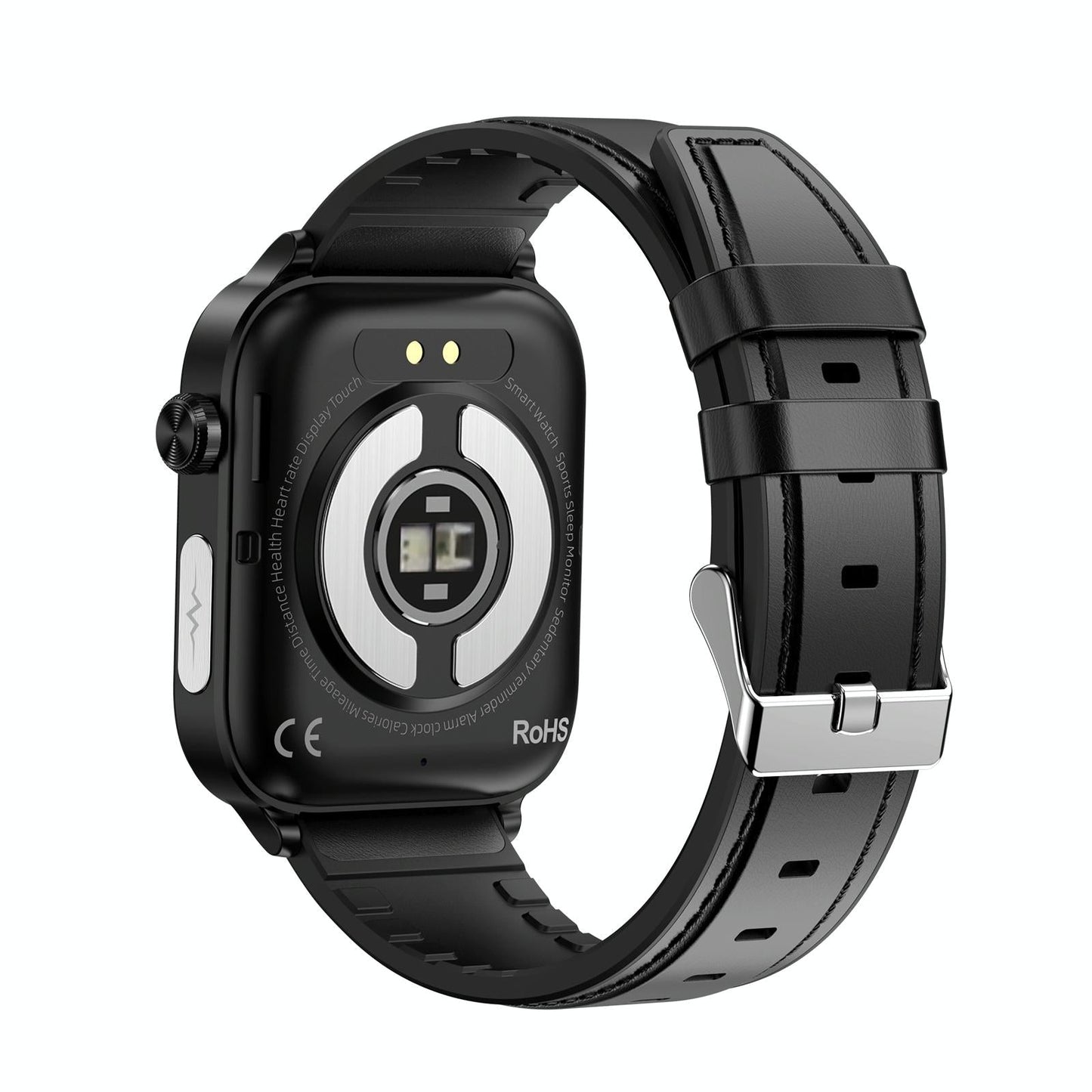 1.96 Inch Colour Screen Smart Watch Leather Strap Support Bluetooth Call / Ecg - Brown