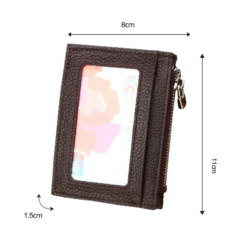 Leather Rfid Blocking Card Holder Wallet - 11x8x1.5cm - Black
