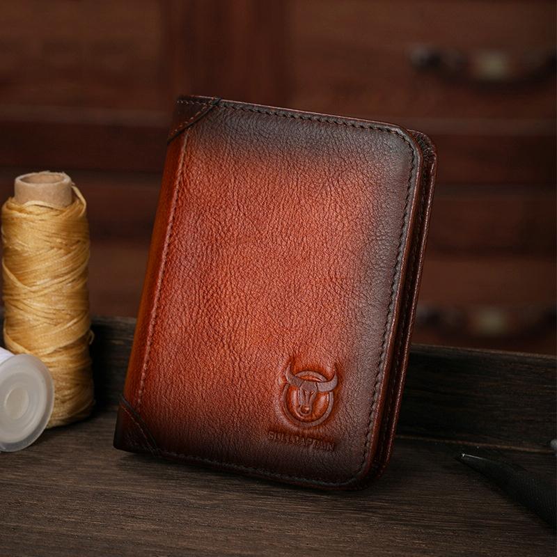 Men Rfid Leather Wallet with Coin Clip - Black