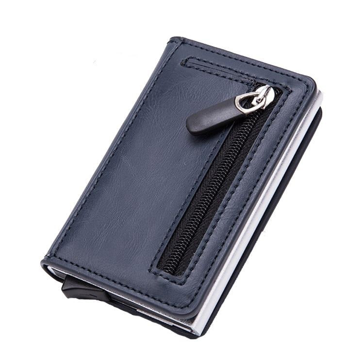 Stainless Steel Rfid Credit Card Holder - Compact Design - Crocodile Grain Black