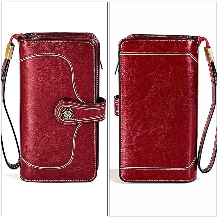 Women Rfid Wallet with Card Slots - Compact Design - Red
