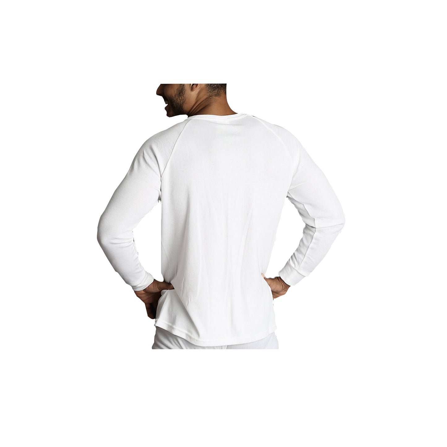 Mens Merino Wool Blend Long Sleeve Thermal Top Underwear Thermals Base Layer - Beige - 4XL