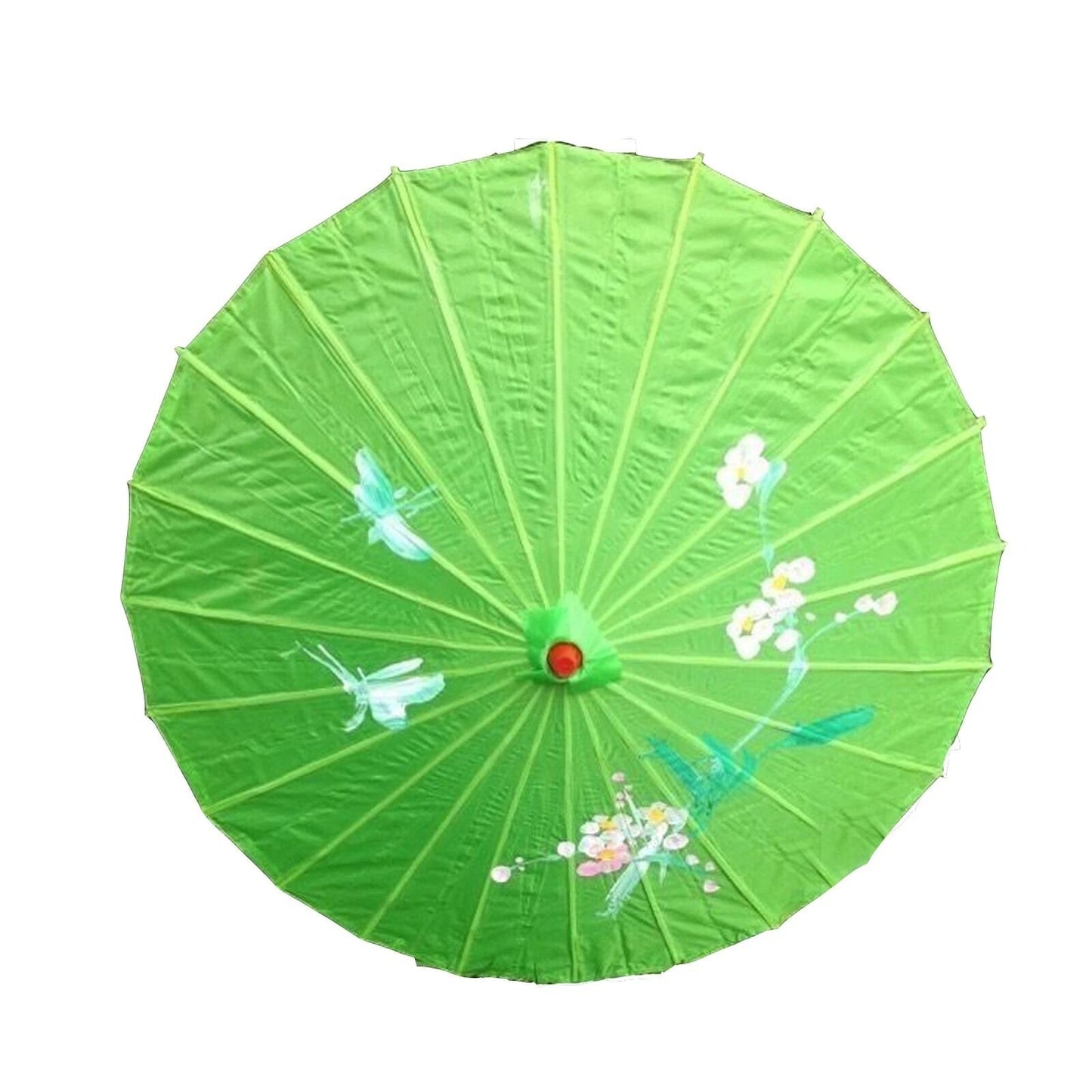 PARASOL UMBRELLA Chinese Japanese Bamboo Flower Pattern Fabric 80cm Diameter - Light Green