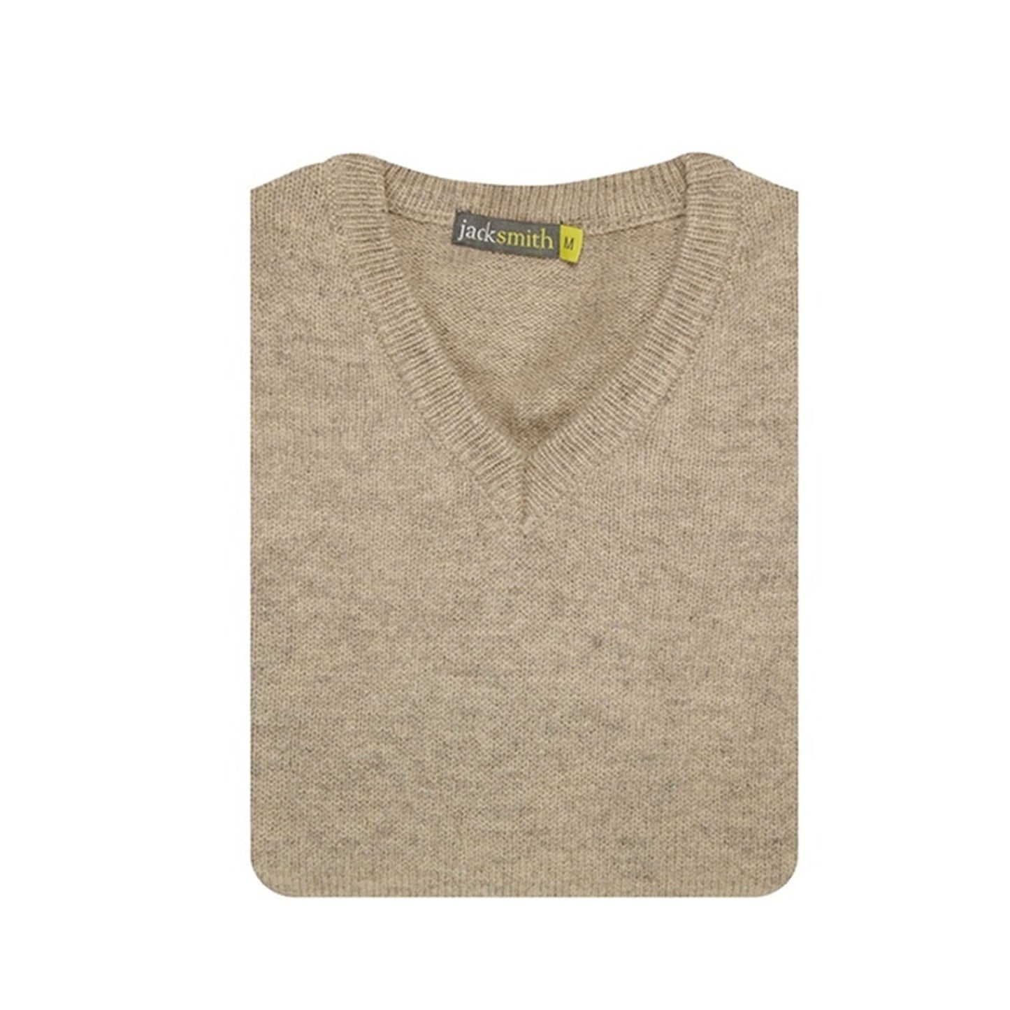 100% Shetland Ragg Wool V Neck Knit Jumper Pullover Mens Sweater Knitted - Oat Marle - 3XL