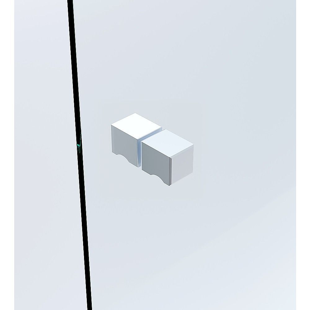 90x110cm Double Door Corner Shower Screen – Wall Channels with SS Hinges in White, Square Knob Handle