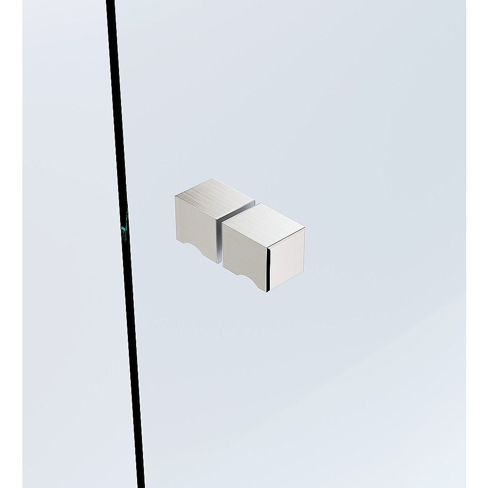 90x110cm Double Door Corner Shower Screen – Wall Channels with SS Hinges in Nickel, Square Knob Handle
