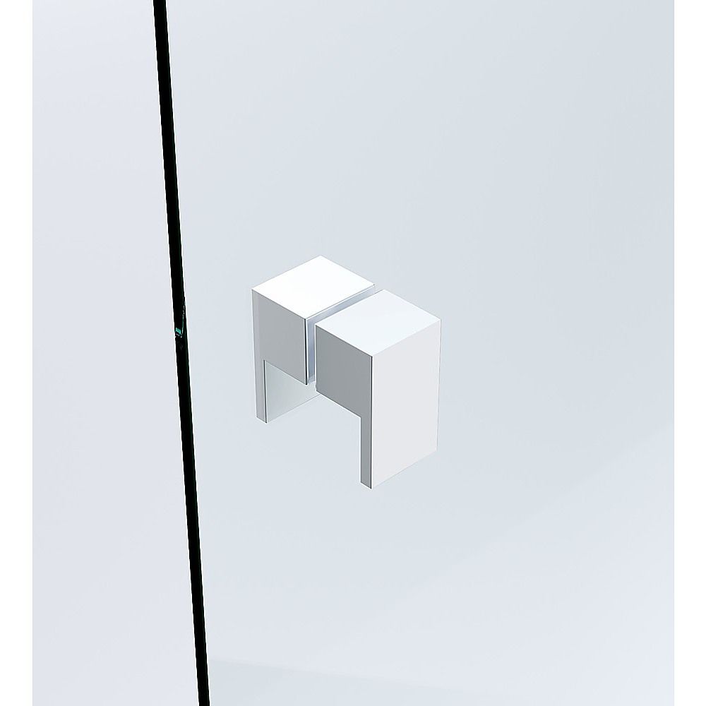 90x110cm Double Door Corner Shower Screen – Wall Channels with SS Hinges in White, Square Double Pull Handle