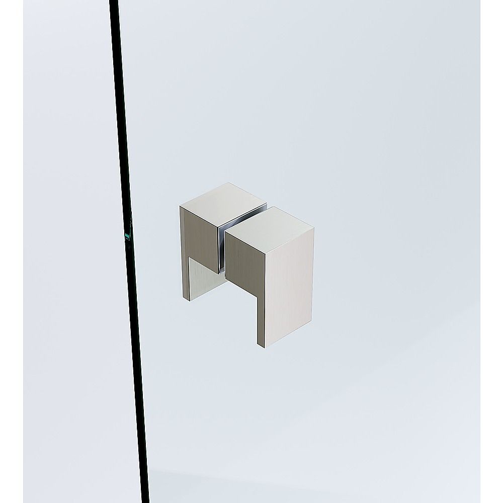 90x110cm Double Door Corner Shower Screen – Wall Channels with SS Hinges in Nickel, Square Double Pull Handle