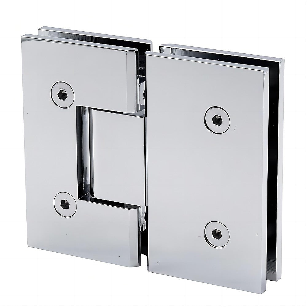 100x120cm Double Door Corner Shower Screen – Chrome U-Brackets, Brass Hinges & Square Knob Handle