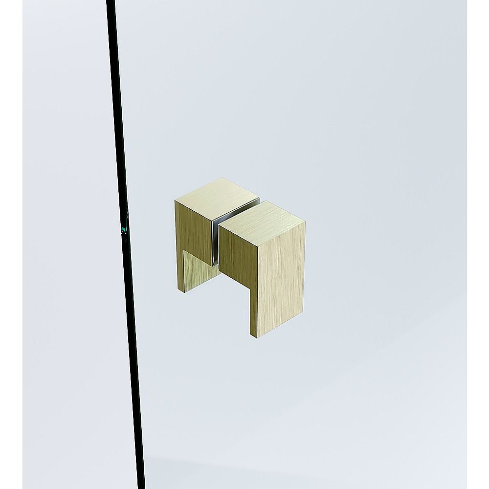 110x110cm Double Door Corner Shower Screen with Channels and Brass Hinges - Gold