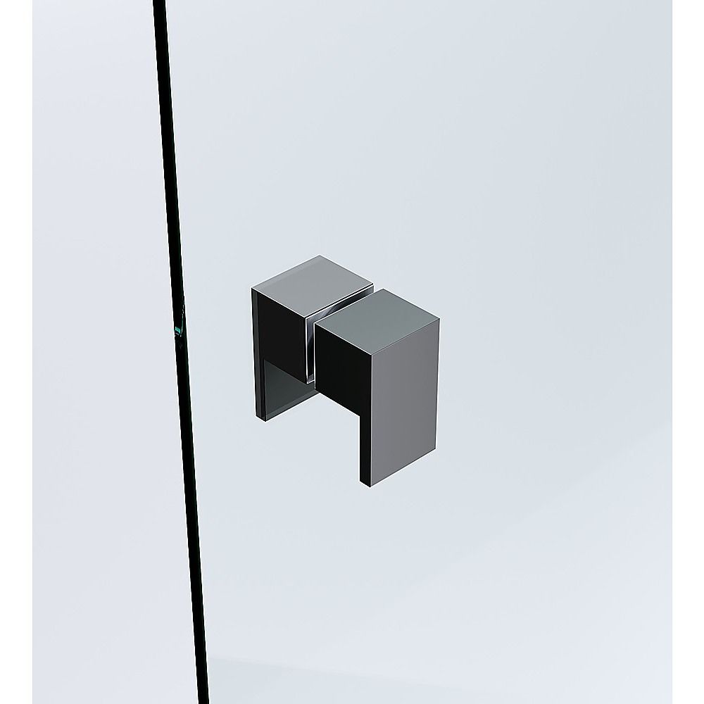 90x110cm Double Door Corner Shower Screen – Channels with Brass Hinges in Black, Square Double Pull Handles