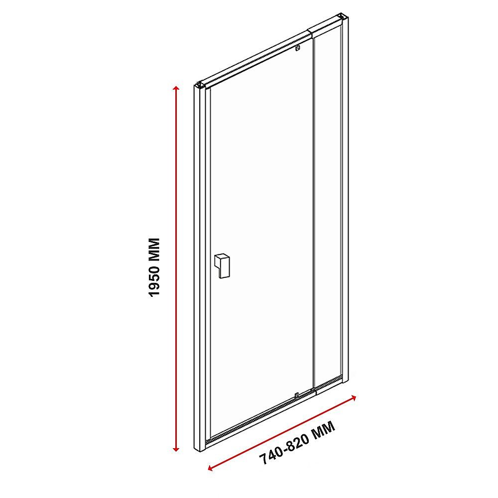 Adjustable Semi Frameless Shower Screen 74-82cm x 195cm With Gold Hardware & No Side Return For Modern Bathrooms