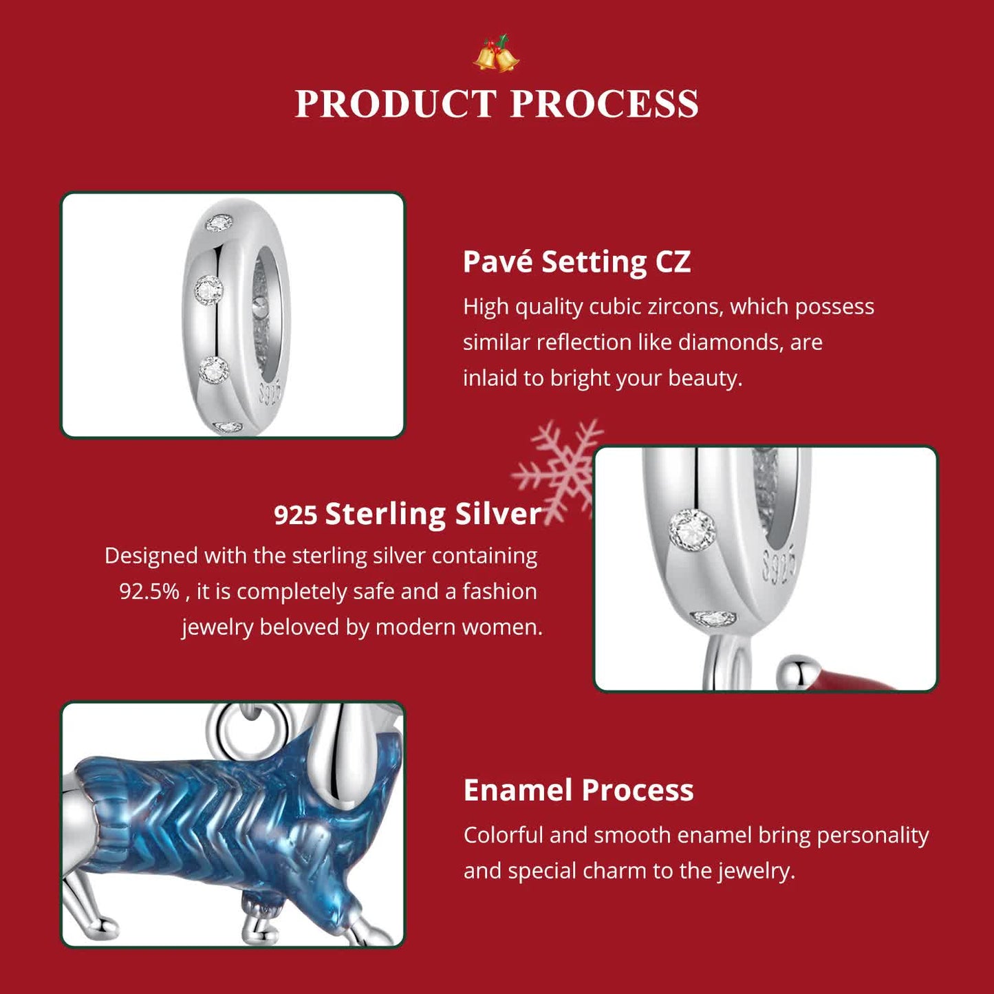 Sterling Silver Dachshund Charm - Festive Christmas Pendant with Colorful Accents(weighs approximately 2.2g)