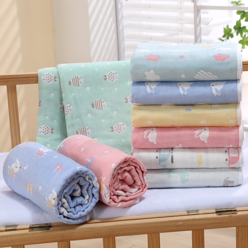Pink Clouds, 6-Layer Muslin Baby Blanket - Soft Cotton Bedding for Infants and Toddlers, 110x110cm