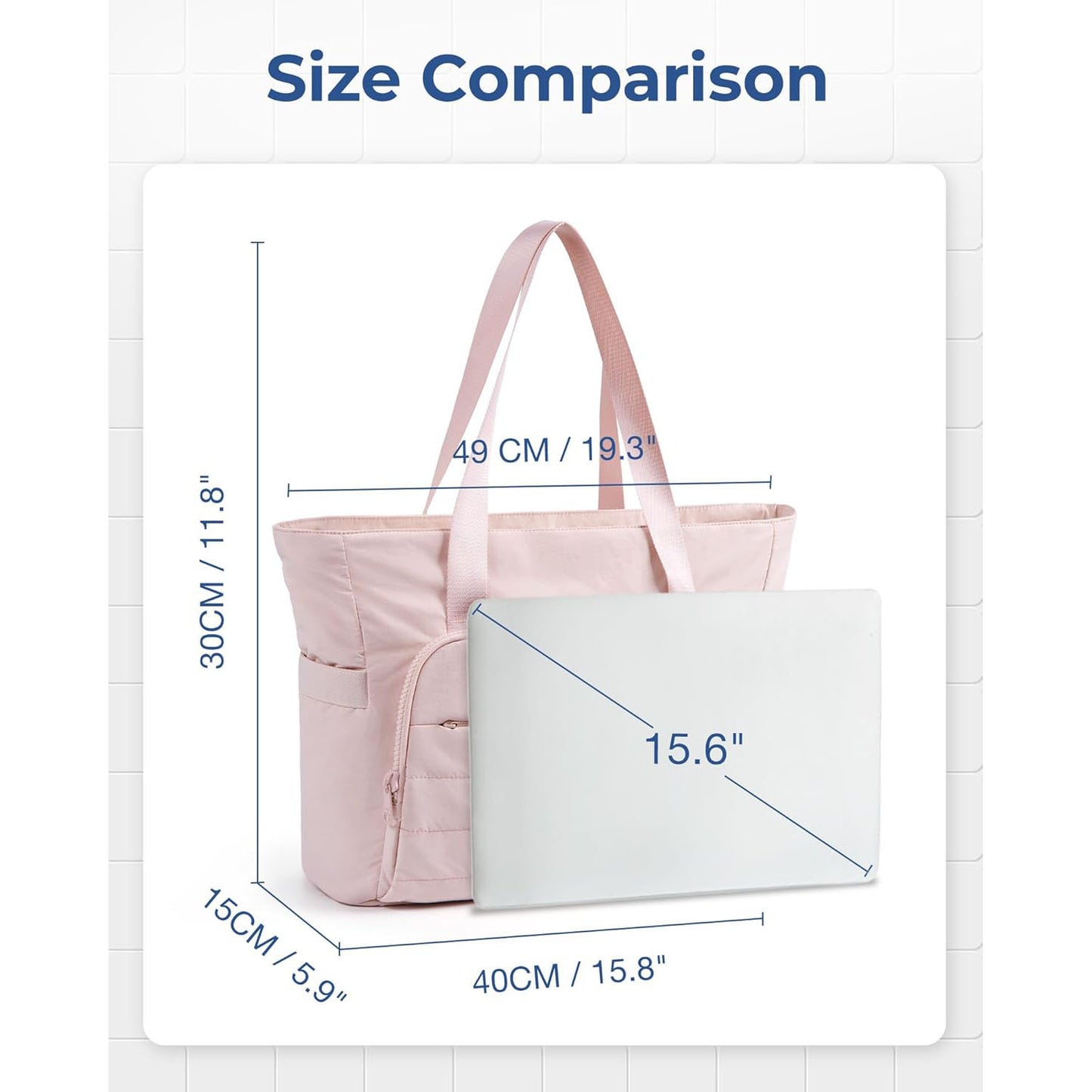 Beige Versatile Women's Gym Tote Bag with Yoga Mat Strap - 18L Carryall, Fits 15.6 Laptop, Multi-Pocket Organizer