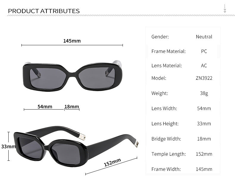 Green frame yellow film 2-pcs Retro Rectangular Sunglasses for Women & Men