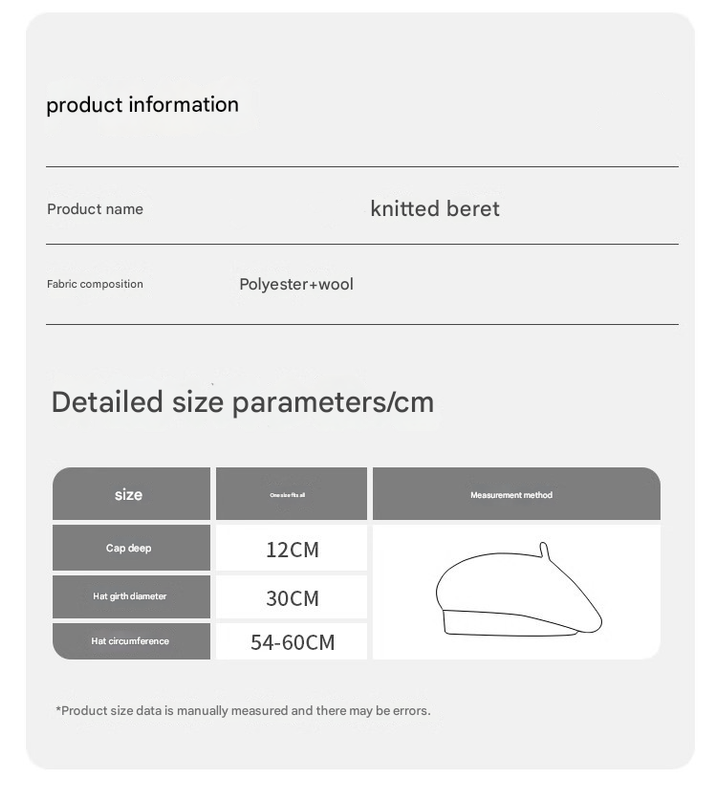 Red Vintage Inspired Knitted Beret - Stretchy & Comfortable Wool Blend Cap