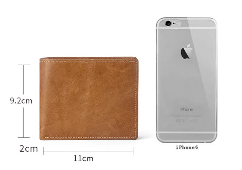 Coffee Genuine Leather RFID Blocking Wallet for Men - Vintage Bifold with Coin Pocket & ID Window