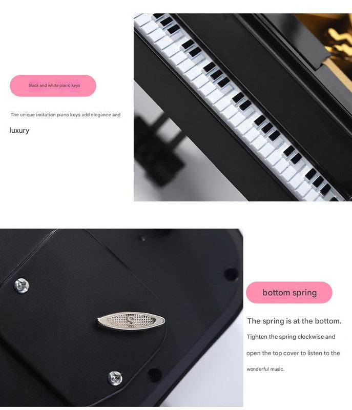 Classical Grand Piano Music Box with Dancing Ballerina(Dancing girl version - white)