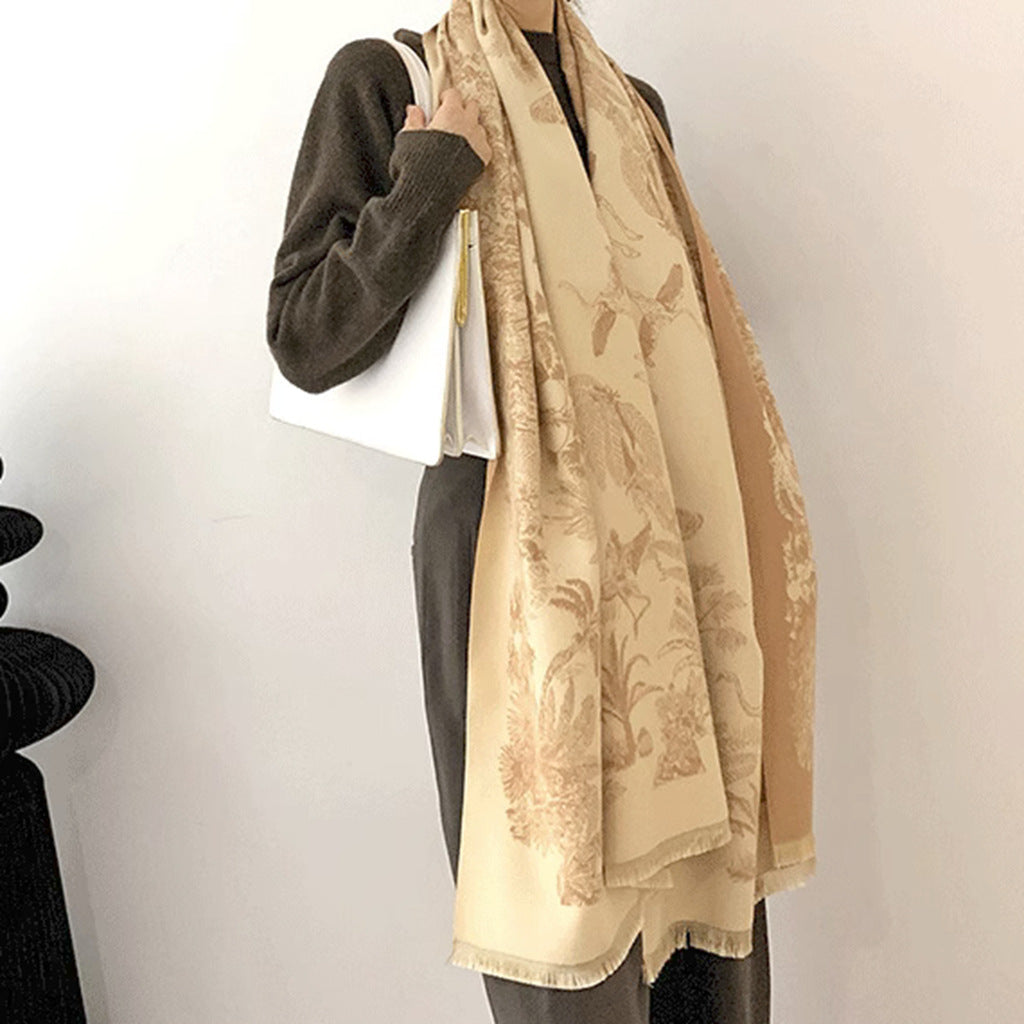 Camel yellow Luxury Soft Printed Pashmina Style Wrap - Large Scarf for Women (185x65cm)