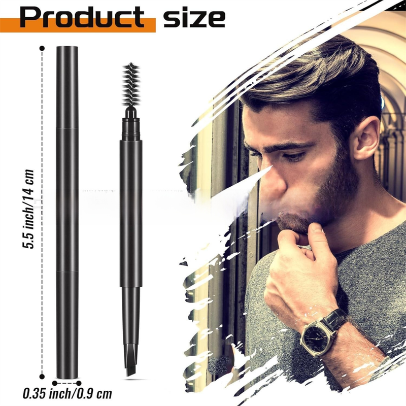 4-Pack Light Brown Beard Filler Pen for Men - Waterproof, Precision Tip and Brush for Covering Beard and Hairline