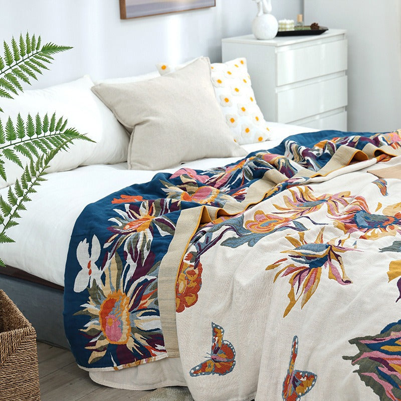 Pure Cotton Multi-Layer Gauze Blanket(Classic A, 230 cm x 200 cm) - Lightweight, Ultra-Breathable, and Moisture-Wicking Summer Quilt for Hot Sleepers