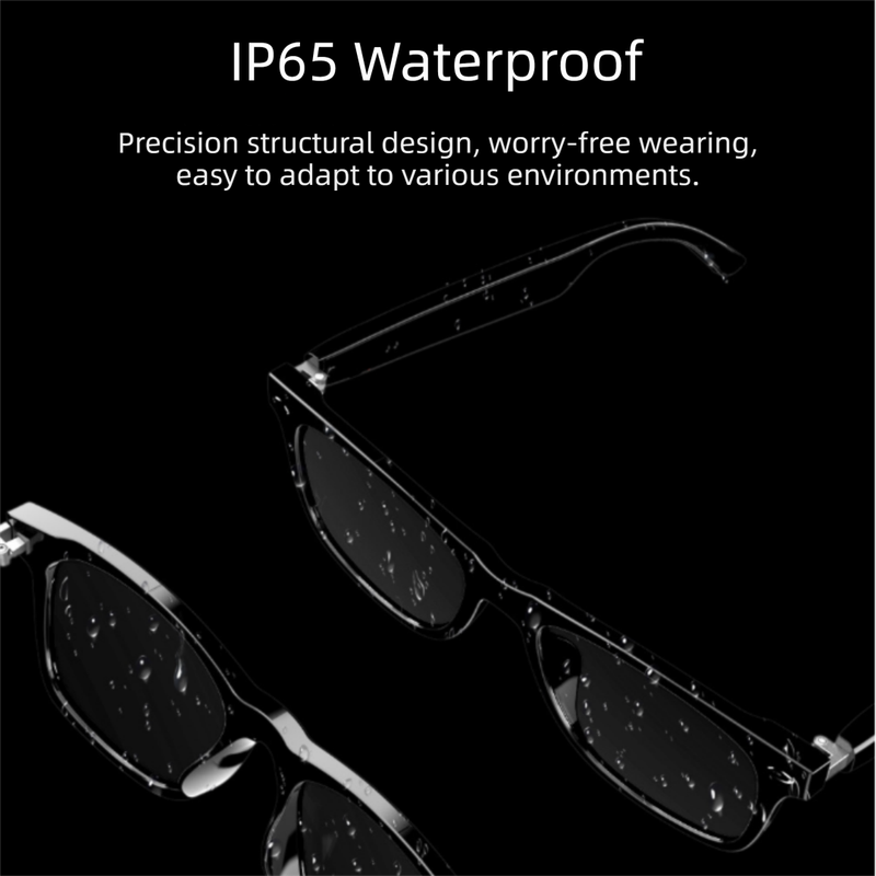 Black Comfortable AI Smart Anti-Blue Light Half-Rimmed Glasses - Lightweight, Stereo Audio, Clear Noise Reduction, All-Day Wear