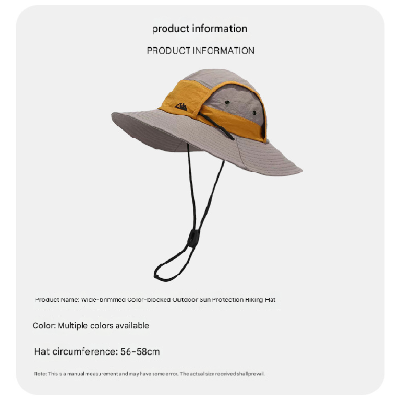 Light grey Quick-Dry Sun Protection Bucket Hat for Men - Breathable Outdoor Hiking & Fishing Cap with Wide Brim