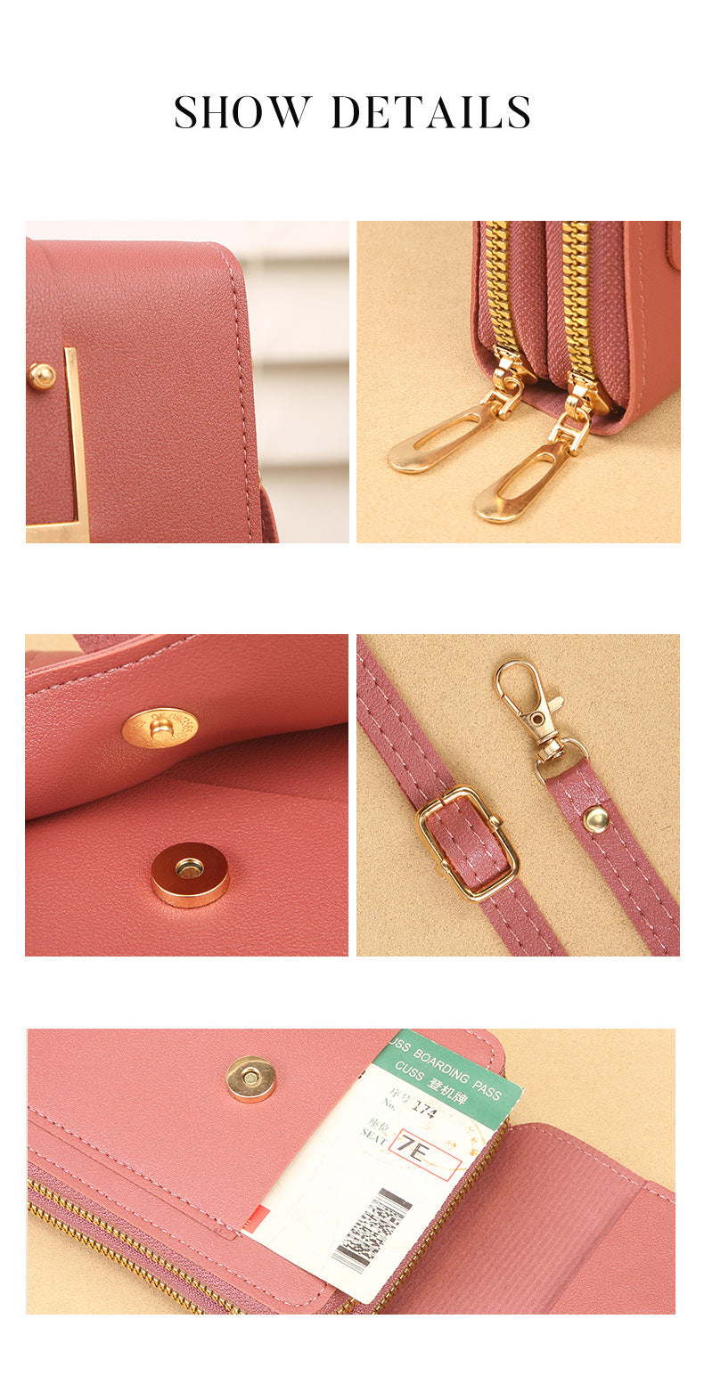 Women's Crossbody Phone Bag with Clear Touch Screen Window PU Leather Wallet Purse Multi-Pocket Shoulder Handbag Adjustable Strap Card Holder Brown