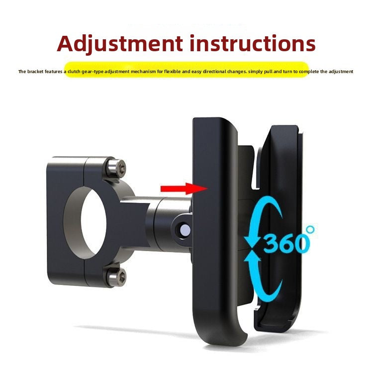 New M3 Aluminium Motorcycle Phone Holder Rearview Mirror Mount 360 Rotation Anti-Shake Metal Bracket for Scooter Motorbike 4-7 Inch Phones Black