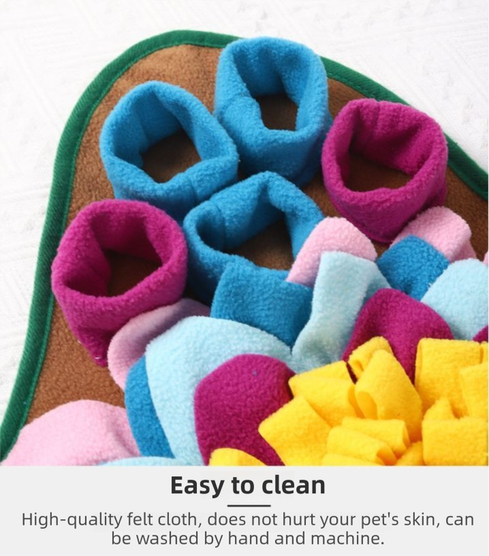 Blue 48x48CM Durable Felt Cloth Pet Puzzle Sniffing Mat - Mental Stimulation & Slow Feeding Pad