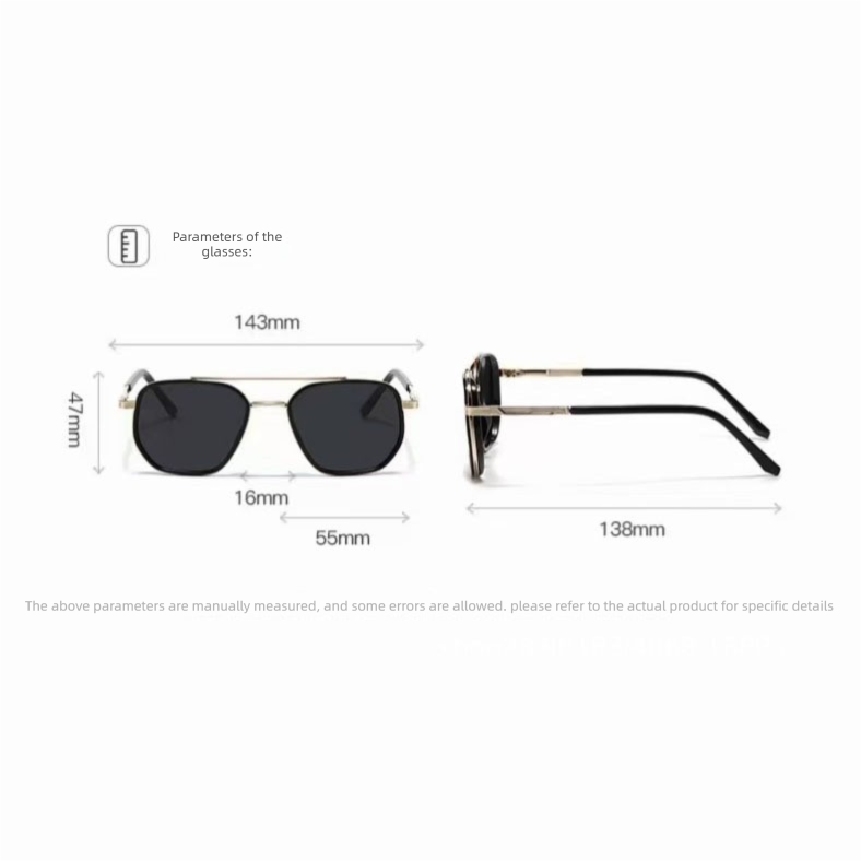 Gold and black Rectangular Sunglasses – Classic Frame Design with Adjustable Nose Pads for Daily Wear