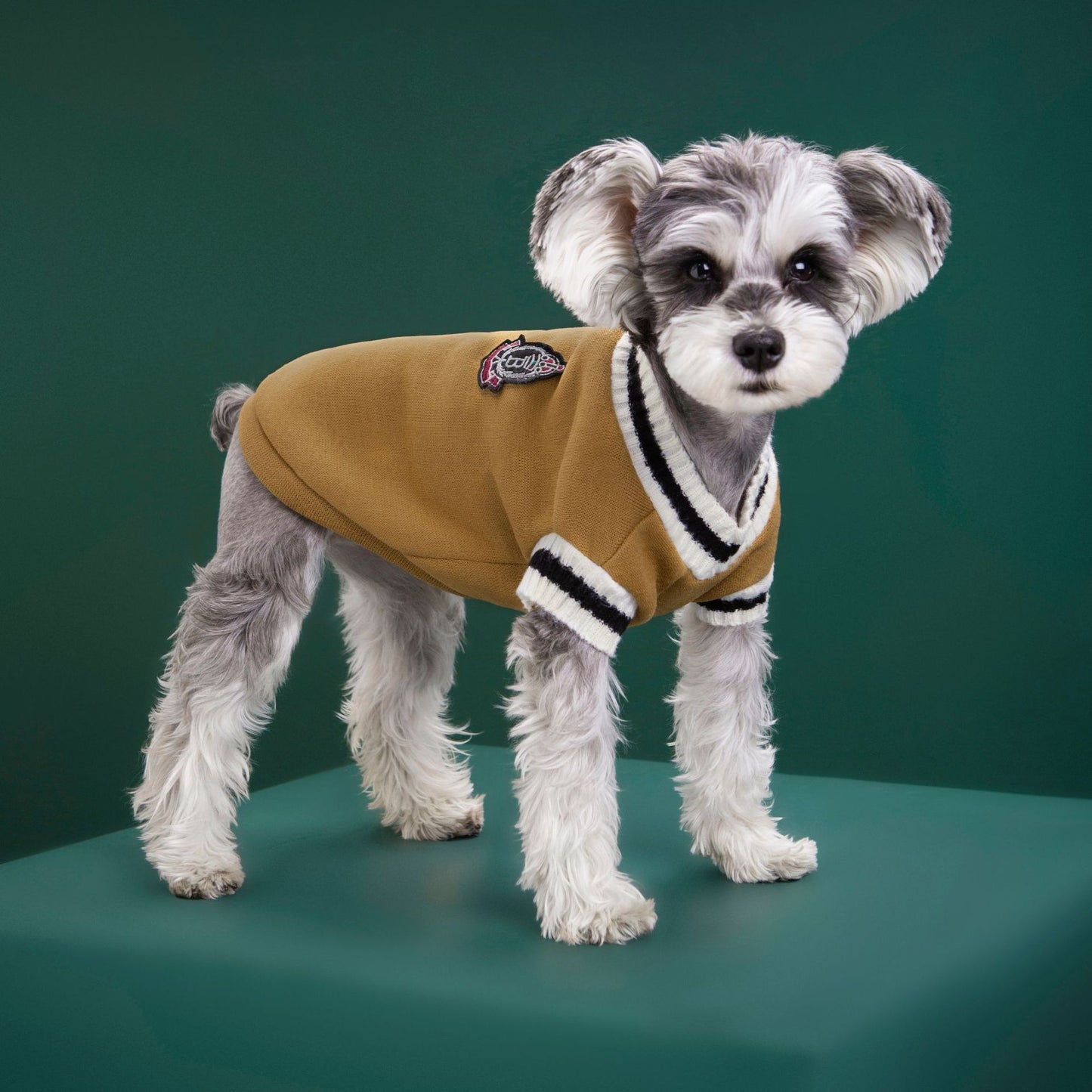 4-Pack XL Size Preppy Style V-Neck Knitted Cotton Pet Sweater - Hair-Resistant & Breathable, Classic Fleece-Lined Pullover for Cats and Dogs(Green + Red + Khaki + Grey)