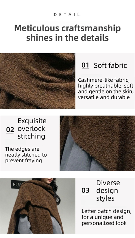 Beige Premium Knitted Wool Blend Poncho - Elegant Thickened Drape Shawl & Cape Cardigan Coat