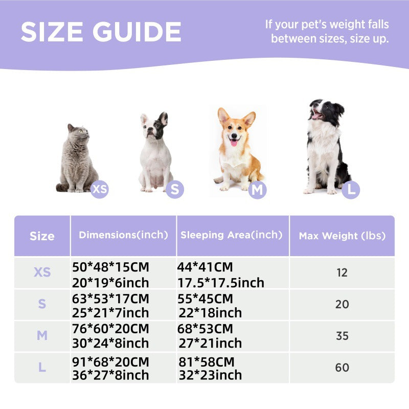 63x53x17 CM Cute Square Plush Pet Bed with Removable Cover & 5 Bolsters Support - Blue Sky and White Clouds Machine Washable Calming Dog & Cat Sofa