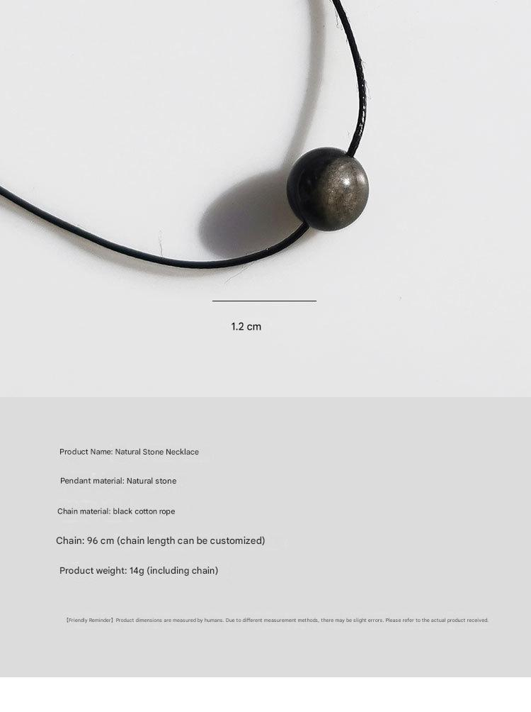 6-piece Vintage Geometric Natural Stone Bead Pendant Necklace Adjustable Black Rope Collarbone Chain Unisex Boho Jewelry Gift