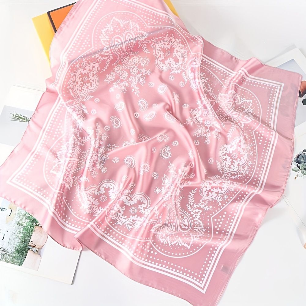 Black and white Women's 70cm Square Scarf - Bohemian Paisley & Vintage Print Collection - Lightweight Satin Feel, Versatile Neck Tie, Head Wrap, Bag Accent, Everyday Elegance, Gift Ready