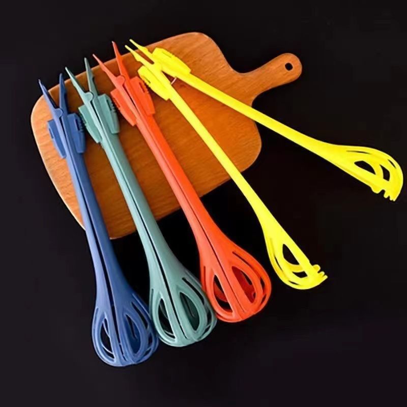 Red 2-Piece 3-in-1 Multi-Functional Egg Whisk & Food Tongs Set