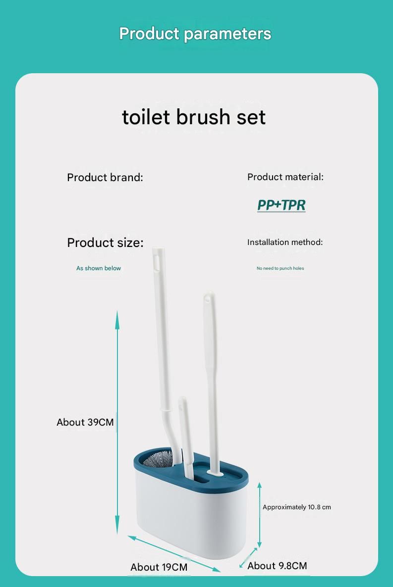 White Toilet Brush Set with Holder - 3-in-1 Wall Mounted Bathroom Cleaning Kit, TPR Soft Bristle & 360° Globe Brush, No-Drill Adhesive Base, Space Saving Design for Home, Apartment, Rental