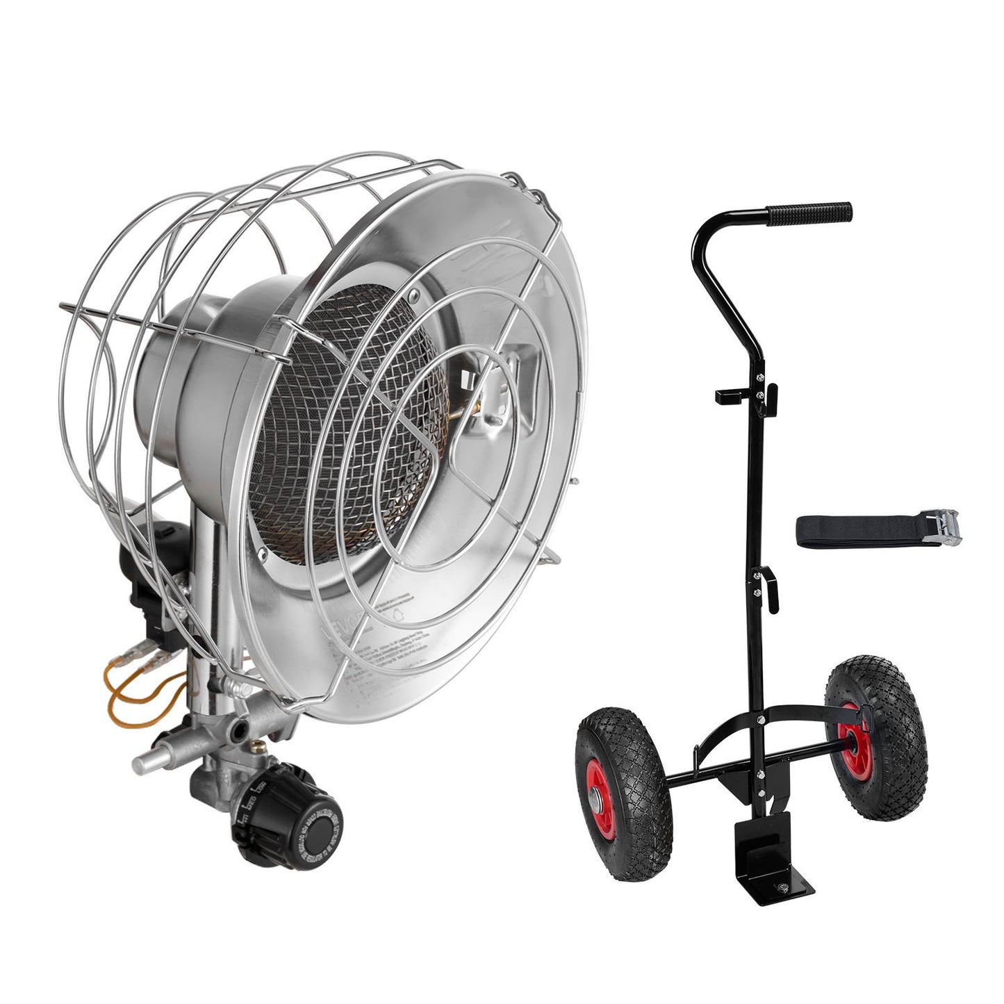 Propane Tank Top Heater with Portable Trolley, 15000 BTU Rapid Heating 180-Degree Infrared Radiant Tank Top Gas Heater for 9-18kg Propane Tanks, for Ice Fishing/ Hunting/Outdoor Single Burner