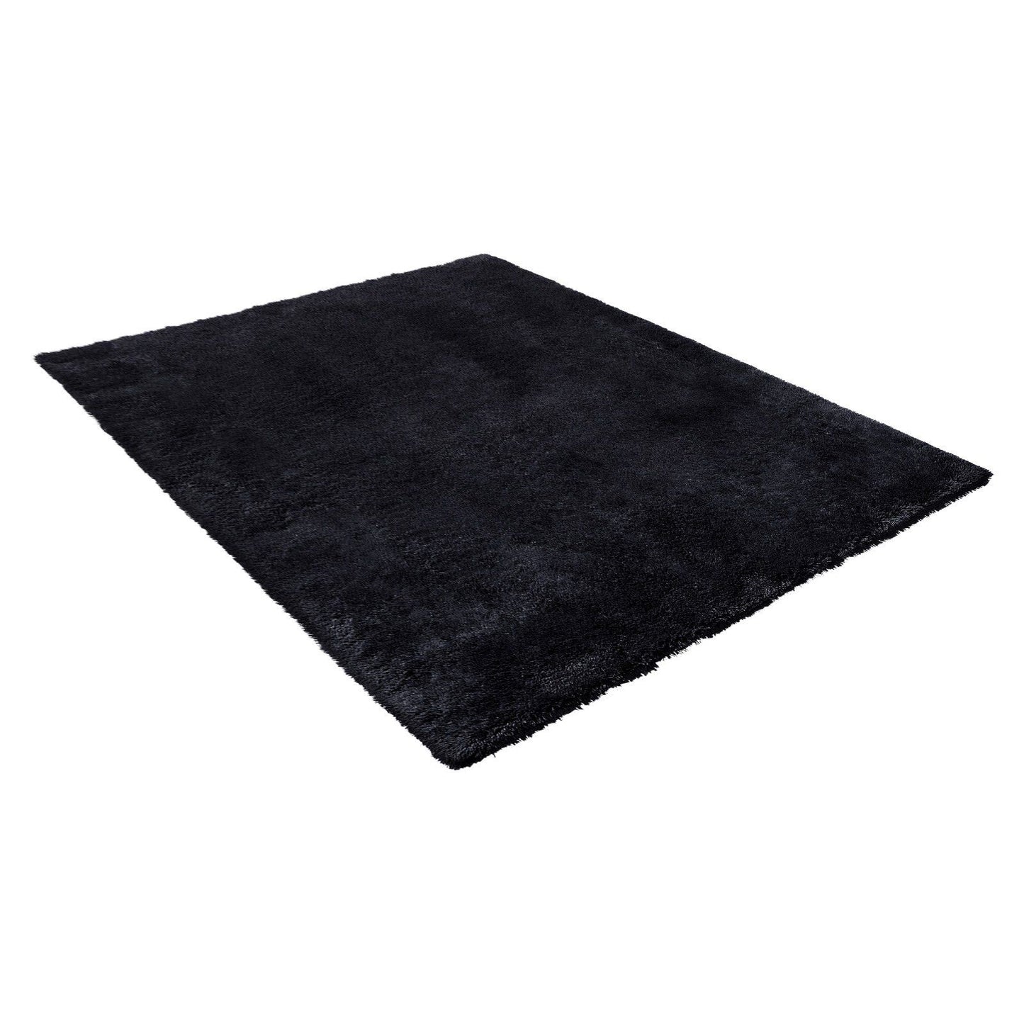 Indoor Plush Area Rugs, 2.44 x 3.05m Soft Plush Carpet, Furry Shag Area Rugs for Living Room, Bedroom, Sunroom, Modern Home Decor Aesthetic, Non-Shedding, Non-Woven, Slip-Resistant, Black