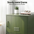 Artiss 2x Buffet Sideboard Cabinet Storage Cupboard 2 Doors Metal Green DOUBLE