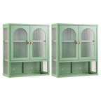 Artiss Buffet Cabinet Sideboards X2 Wall Mounted Fluted Display Storage Green