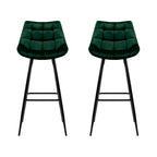 Artiss 2x Bar Stools Velvet Chairs Green