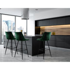 Artiss 2x Bar Stools Velvet Chairs Green